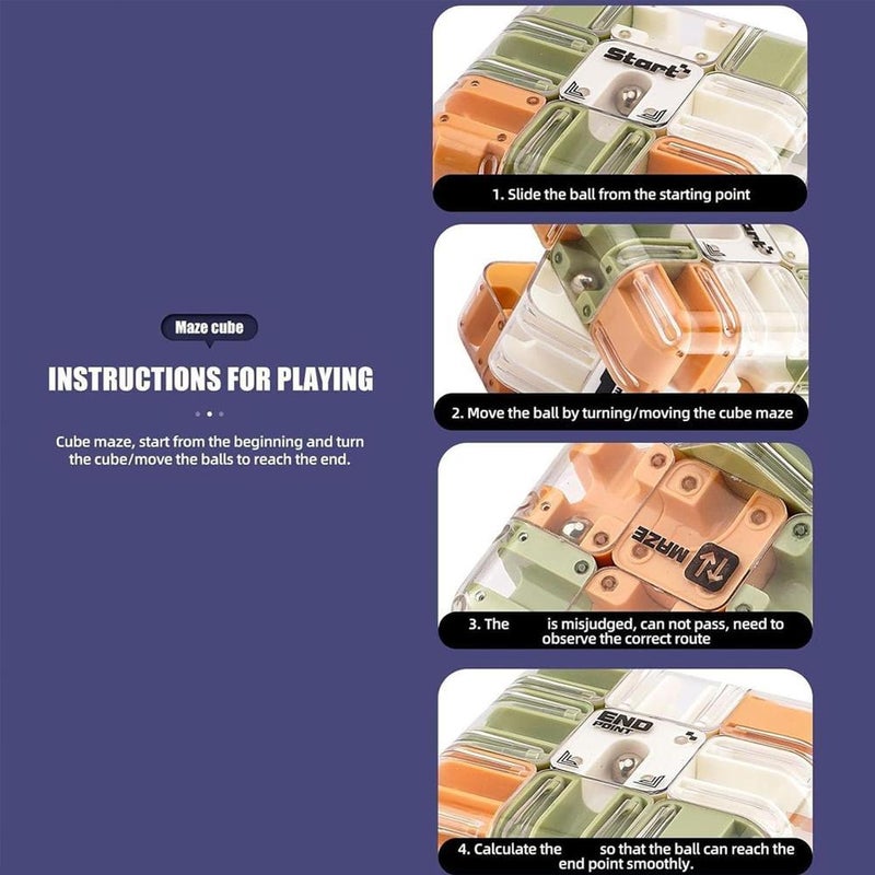 Maze Game Gravity 3D Labyrinth Puzzle Cube – Large Brain Teaser With Smooth Rotation Mechanism, Drop-resistant Abs Construction (Colorful) - Image 5